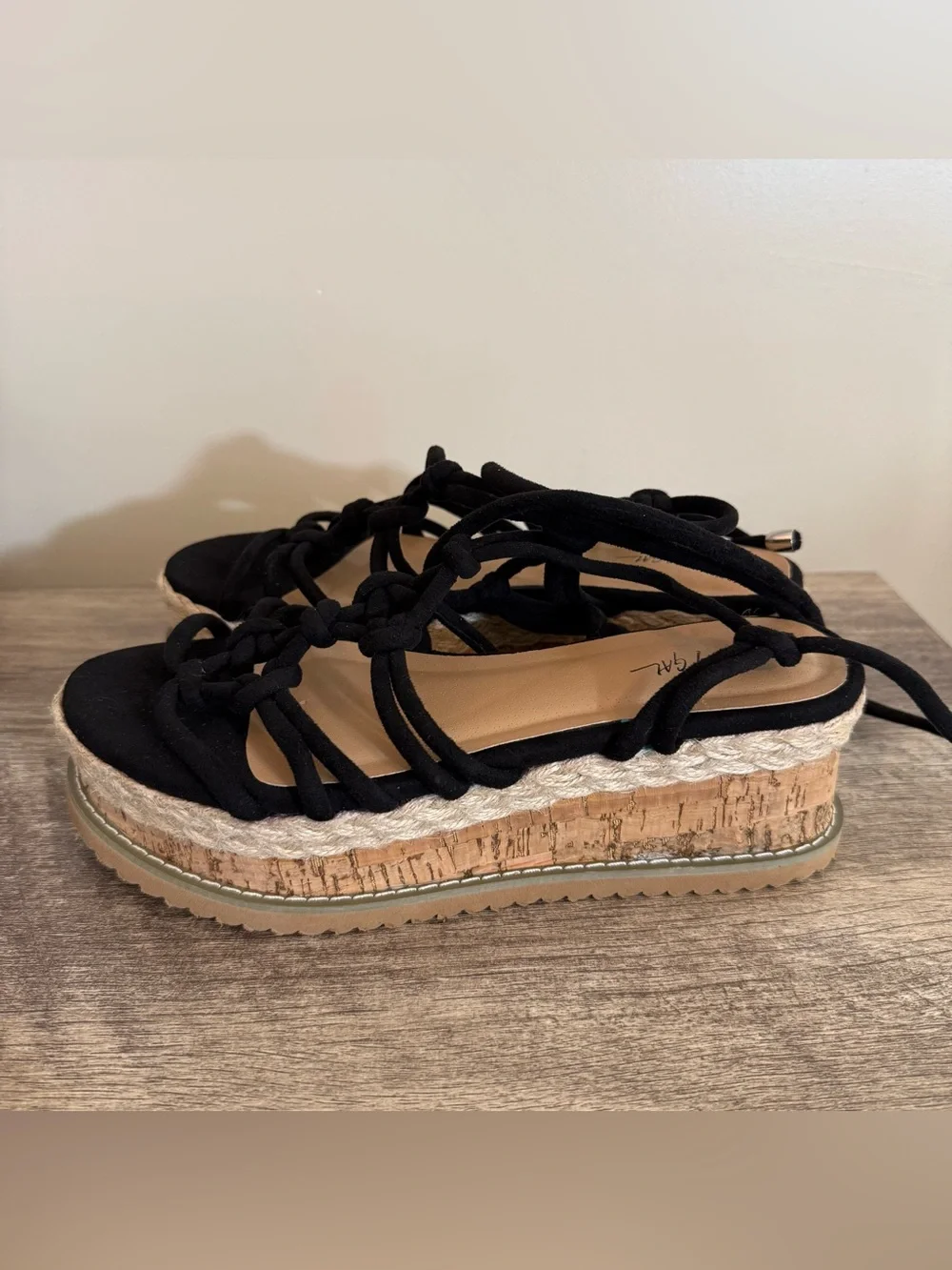 Nasty Gal Black Faux Suede Platform Sandals Women’s Size 9 US 7 UK 40 EU